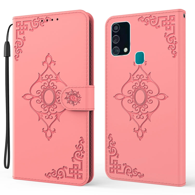 For Samsung Galaxy M31 / F41 Embossed Fortune Flower Pattern Horizontal Flip Leather Case with Holder & Card Slot & Wallet & Lanyard
