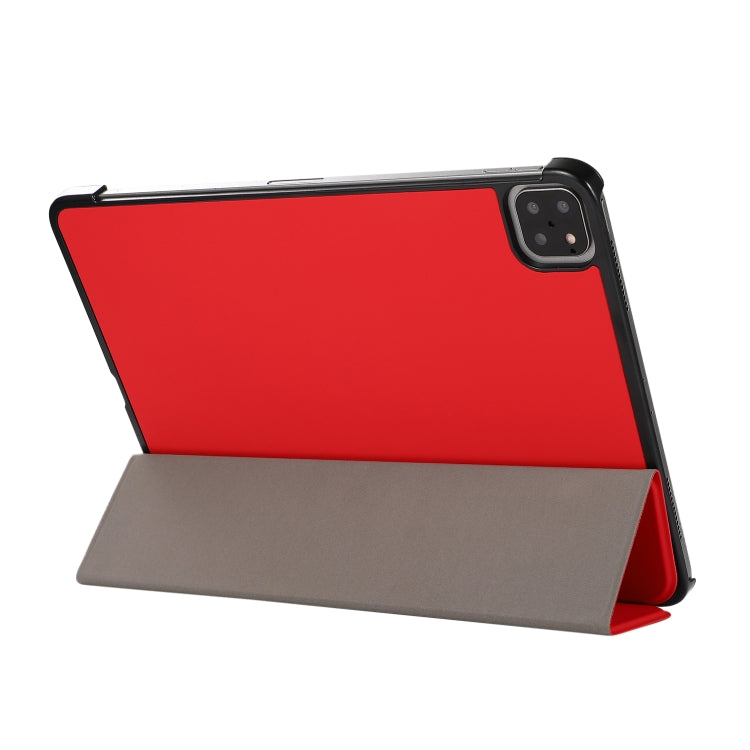 For iPad Pro 11 2022 / 2021 3-folding Skin Texture Horizontal Flip TPU + PU Leather Tablet Case with Holder