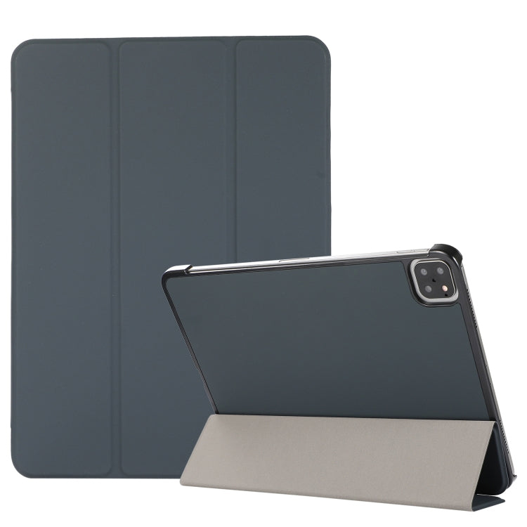For iPad Pro 11 2022 / 2021 3-folding Skin Texture Horizontal Flip TPU + PU Leather Tablet Case with Holder
