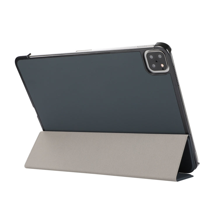 For iPad Pro 11 2022 / 2021 3-folding Skin Texture Horizontal Flip TPU + PU Leather Tablet Case with Holder