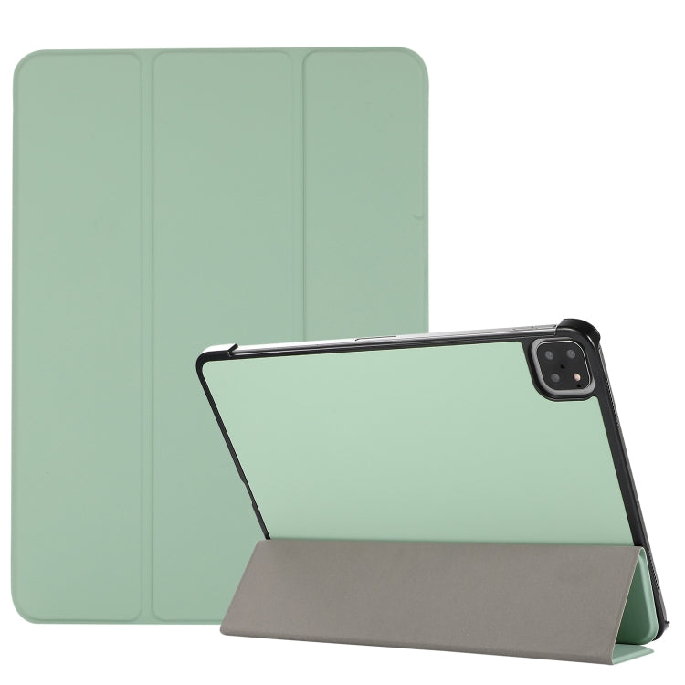 For iPad Pro 11 2022 / 2021 3-folding Skin Texture Horizontal Flip TPU + PU Leather Tablet Case with Holder
