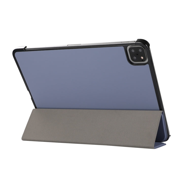For iPad Pro 11 2022 / 2021 3-folding Skin Texture Horizontal Flip TPU + PU Leather Tablet Case with Holder