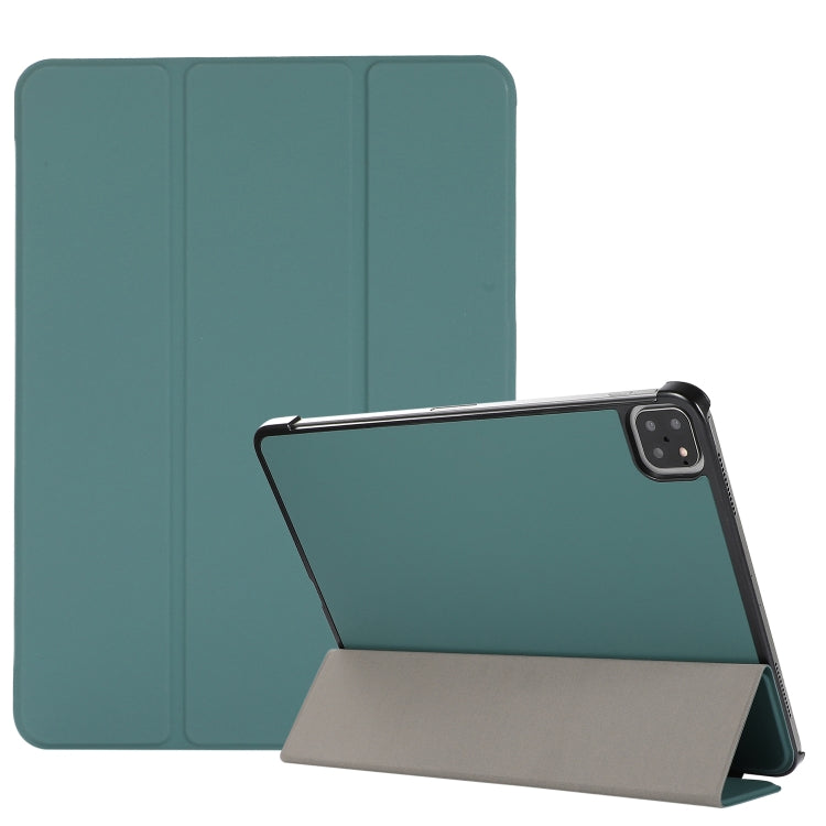 For iPad Pro 11 2022 / 2021 3-folding Skin Texture Horizontal Flip TPU + PU Leather Tablet Case with Holder