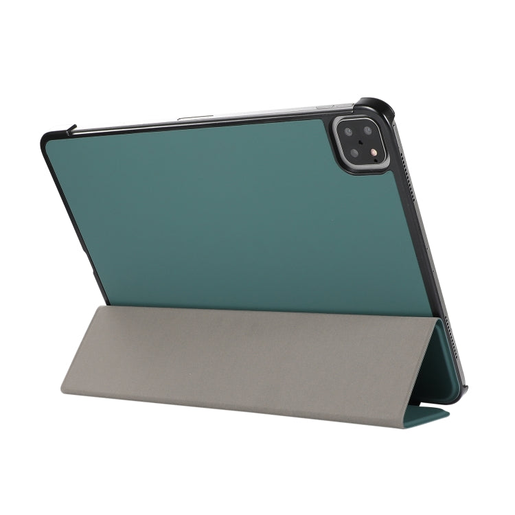 For iPad Pro 11 2022 / 2021 3-folding Skin Texture Horizontal Flip TPU + PU Leather Tablet Case with Holder