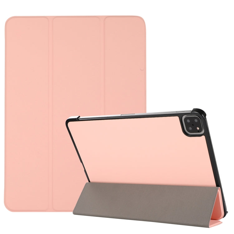 For iPad Pro 11 2022 / 2021 3-folding Skin Texture Horizontal Flip TPU + PU Leather Tablet Case with Holder