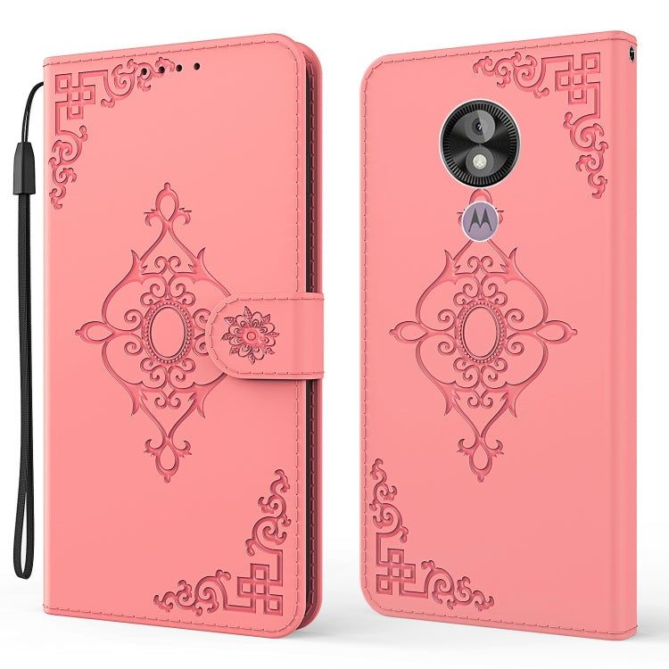 For Motorola Moto G7 Power EU / US Version Embossed Fortune Flower Pattern Horizontal Flip Leather Case with Holder & Card Slot & Wallet & Lanyard