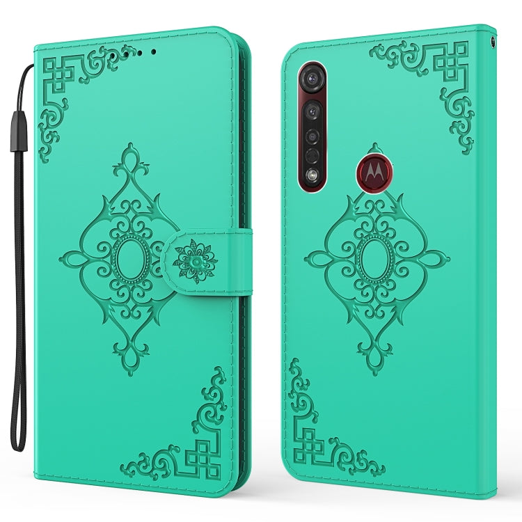For Motorola Moto G8 Plus Embossed Fortune Flower Pattern Horizontal Flip Leather Case with Holder & Card Slot & Wallet & Lanyard
