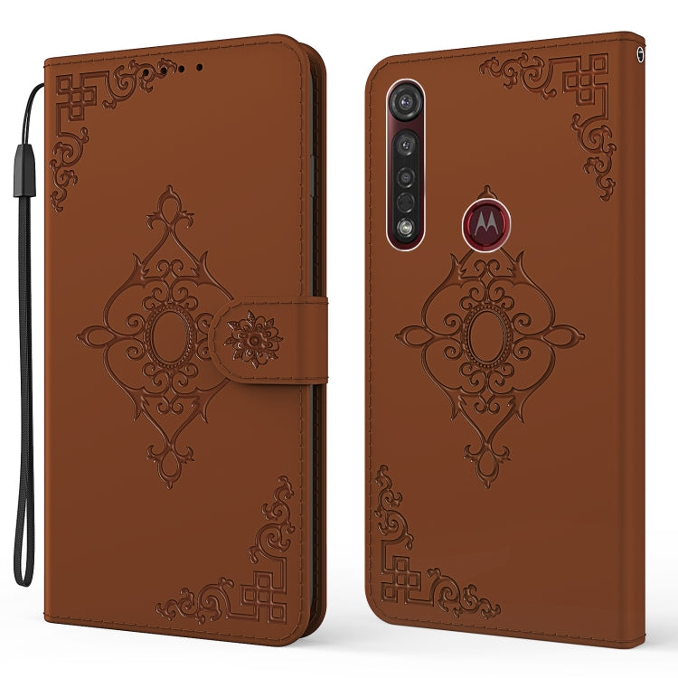 For Motorola Moto G8 Plus Embossed Fortune Flower Pattern Horizontal Flip Leather Case with Holder & Card Slot & Wallet & Lanyard