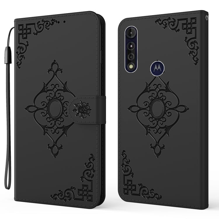 For Motorola Moto G8 Power Lite Embossed Fortune Flower Pattern Horizontal Flip Leather Case with Holder & Card Slot & Wallet & Lanyard