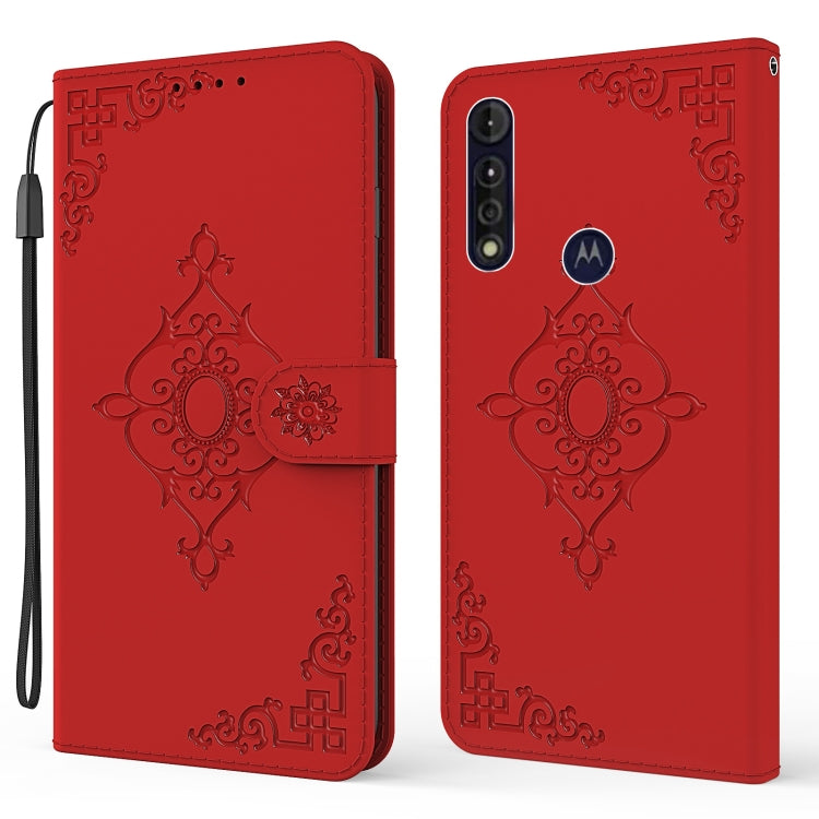 For Motorola Moto G8 Power Lite Embossed Fortune Flower Pattern Horizontal Flip Leather Case with Holder & Card Slot & Wallet & Lanyard