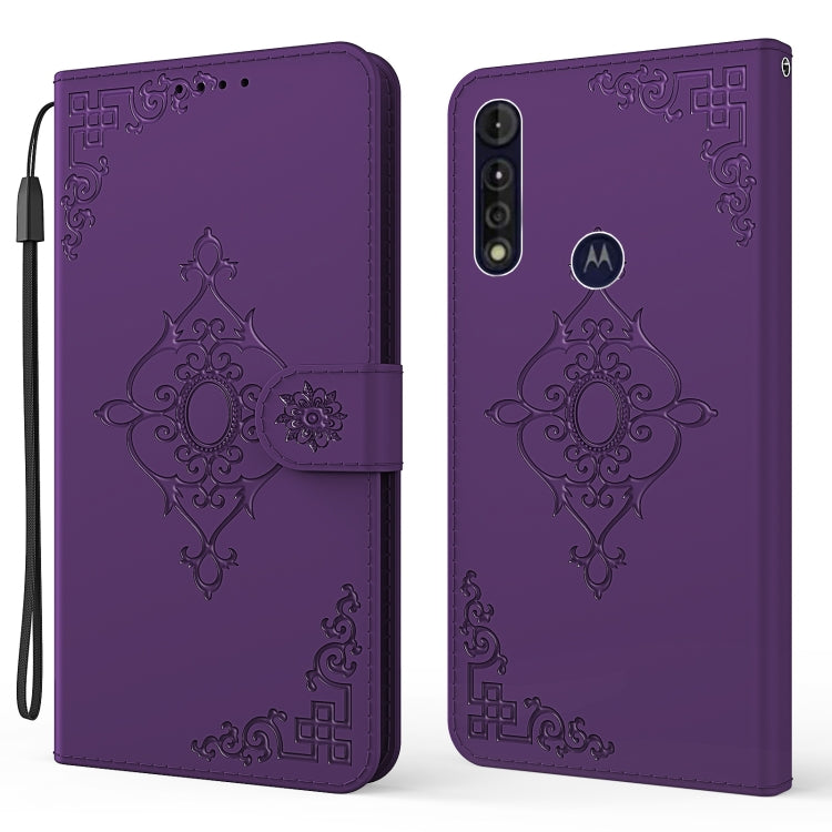 For Motorola Moto G8 Power Lite Embossed Fortune Flower Pattern Horizontal Flip Leather Case with Holder & Card Slot & Wallet & Lanyard