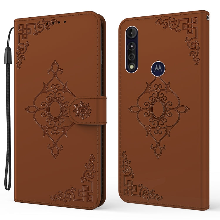 For Motorola Moto G8 Power Lite Embossed Fortune Flower Pattern Horizontal Flip Leather Case with Holder & Card Slot & Wallet & Lanyard