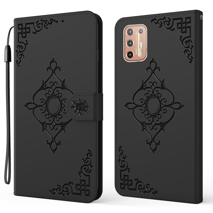 For Motorola Moto G9 Plus Embossed Fortune Flower Pattern Horizontal Flip Leather Case with Holder & Card Slot & Wallet & Lanyard
