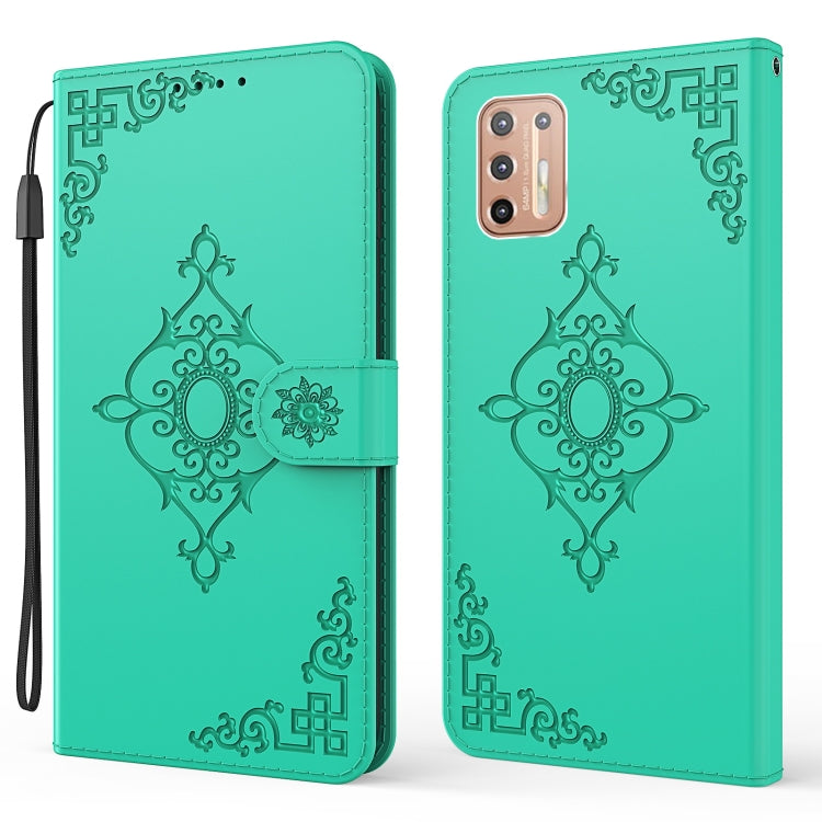 For Motorola Moto G9 Plus Embossed Fortune Flower Pattern Horizontal Flip Leather Case with Holder & Card Slot & Wallet & Lanyard
