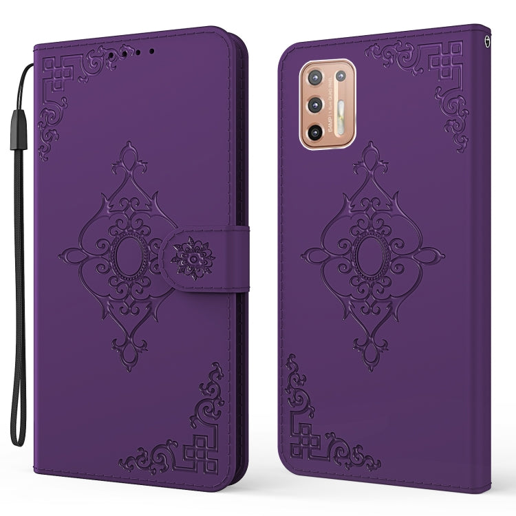 For Motorola Moto G9 Plus Embossed Fortune Flower Pattern Horizontal Flip Leather Case with Holder & Card Slot & Wallet & Lanyard