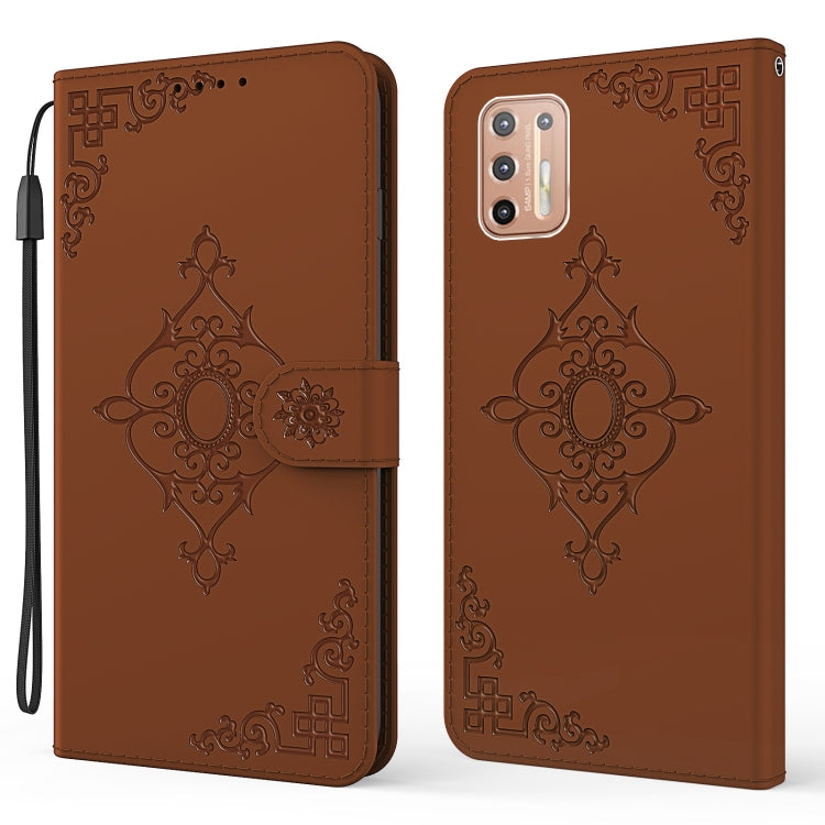 For Motorola Moto G9 Plus Embossed Fortune Flower Pattern Horizontal Flip Leather Case with Holder & Card Slot & Wallet & Lanyard