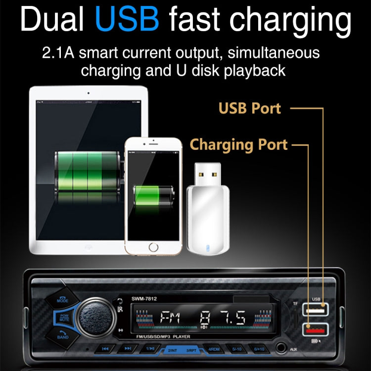SWM-7812 Universal Car MP3 Player, Support FM & Bluetooth & TF Card with Remote Control