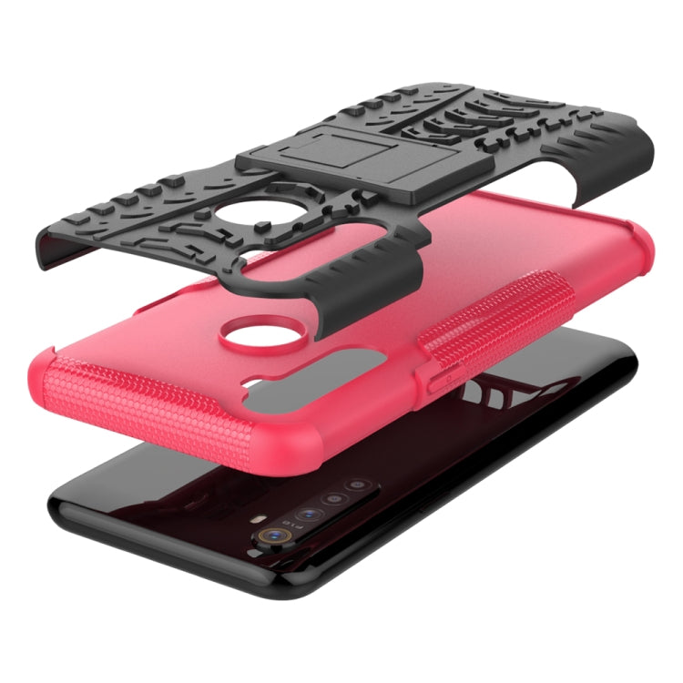 For OPPO Realme 5 Tire Texture TPU + PC Shockproof Case with Holder