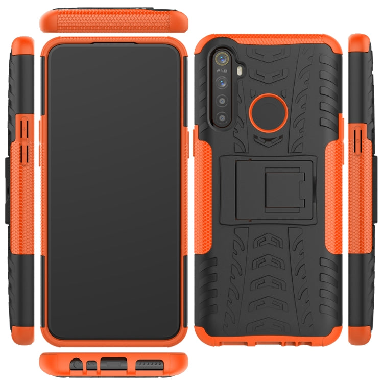 For OPPO Realme 5 Tire Texture TPU + PC Shockproof Case with Holder