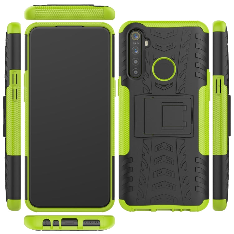 For OPPO Realme 5 Tire Texture TPU + PC Shockproof Case with Holder