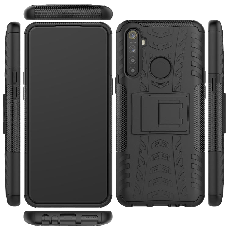 For OPPO Realme 5 Tire Texture TPU + PC Shockproof Case with Holder