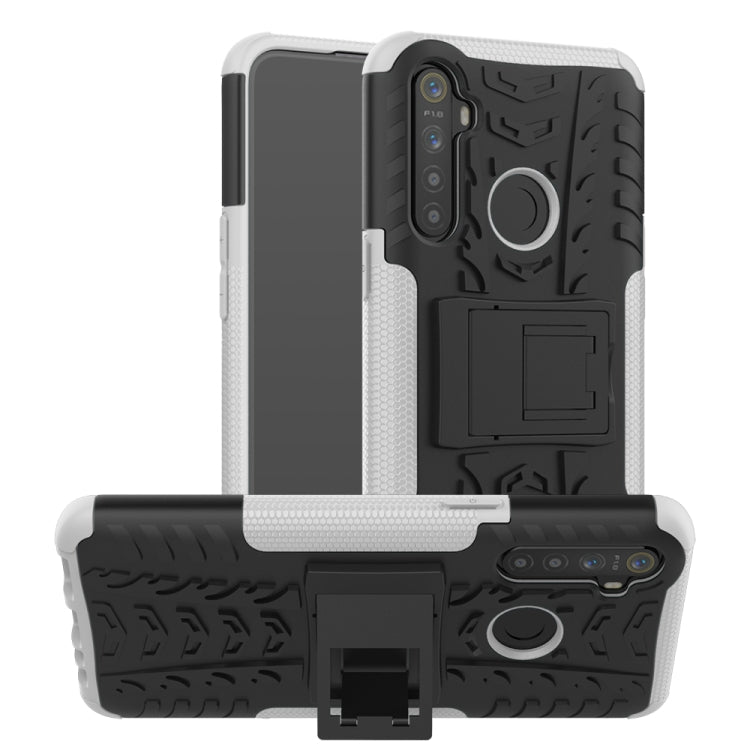 For OPPO Realme 5 Tire Texture TPU + PC Shockproof Case with Holder