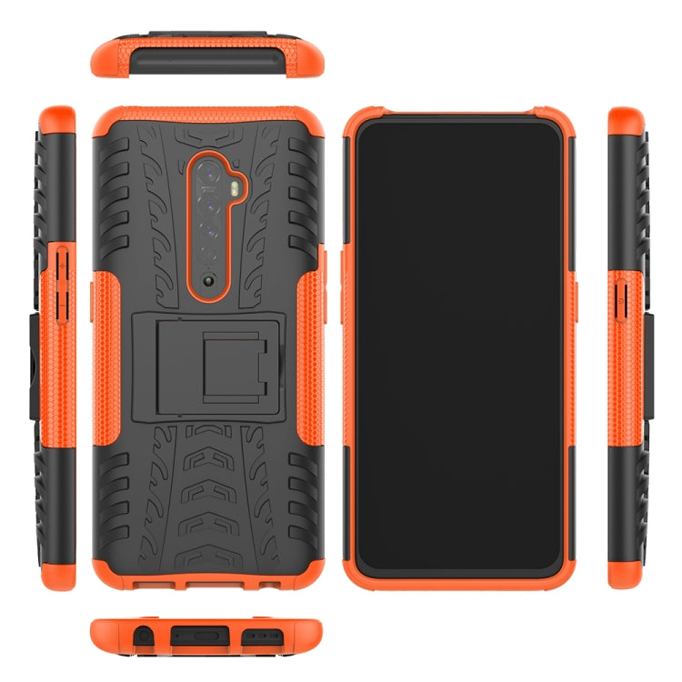 For OPPO RENO 2 Tire Texture TPU + PC Shockproof Case with Holder