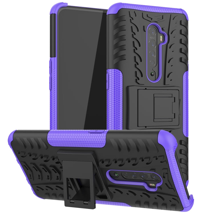 For OPPO RENO 2 Tire Texture TPU + PC Shockproof Case with Holder