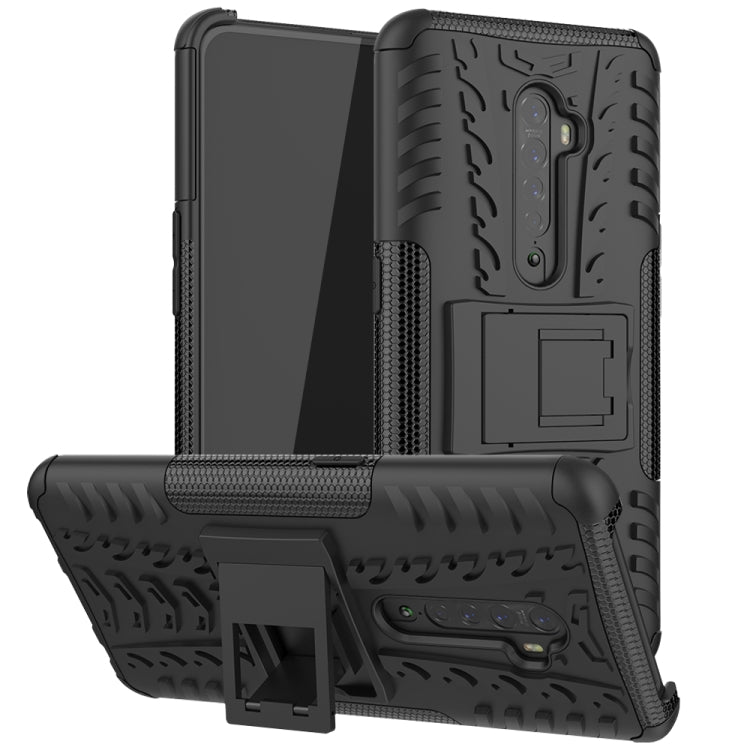For OPPO RENO 2 Tire Texture TPU + PC Shockproof Case with Holder