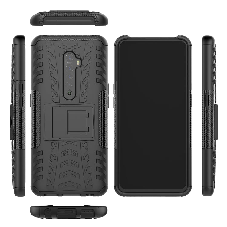 For OPPO RENO 2 Tire Texture TPU + PC Shockproof Case with Holder