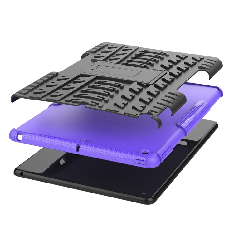For iPad 10.2 Tire Texture TPU + PC Shockproof Case with Holder