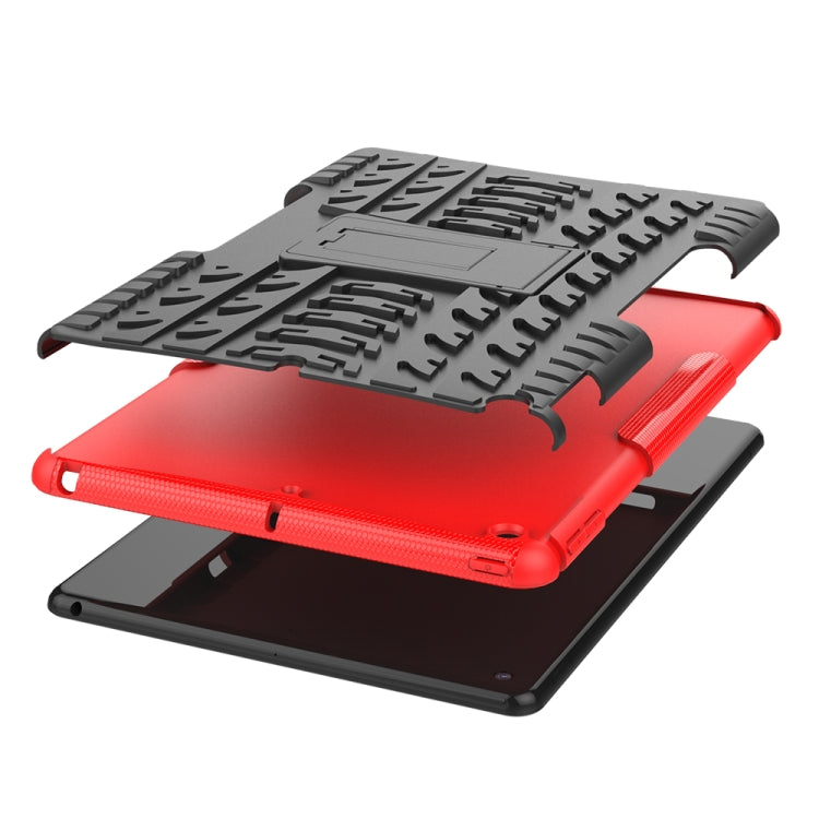 For iPad 10.2 Tire Texture TPU + PC Shockproof Case with Holder