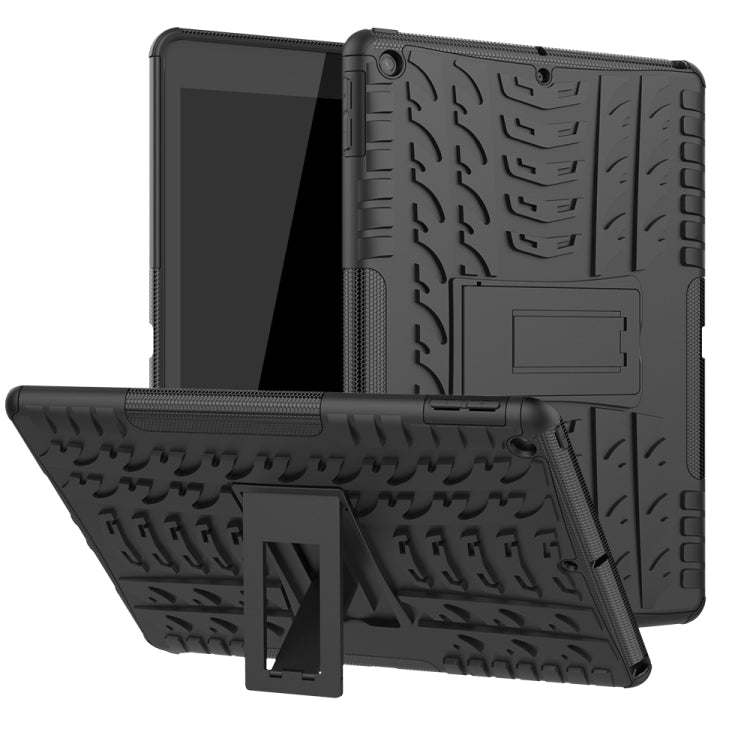 For iPad 10.2 Tire Texture TPU + PC Shockproof Case with Holder