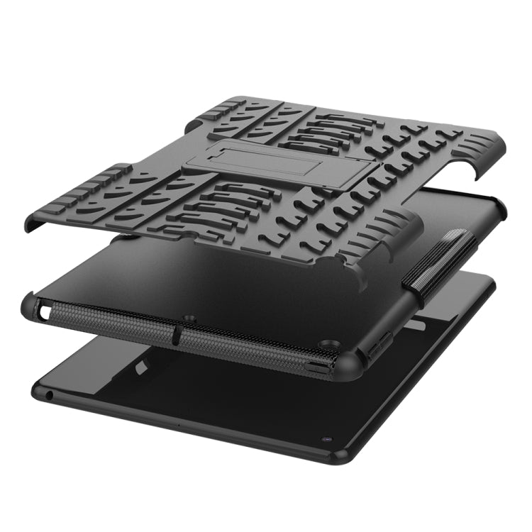 For iPad 10.2 Tire Texture TPU + PC Shockproof Case with Holder