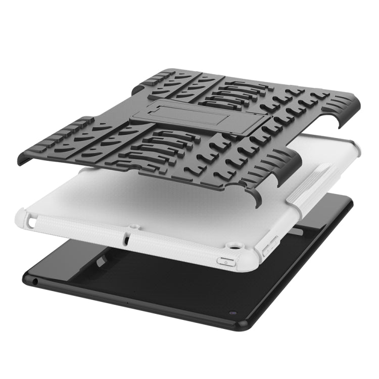 For iPad 10.2 Tire Texture TPU + PC Shockproof Case with Holder