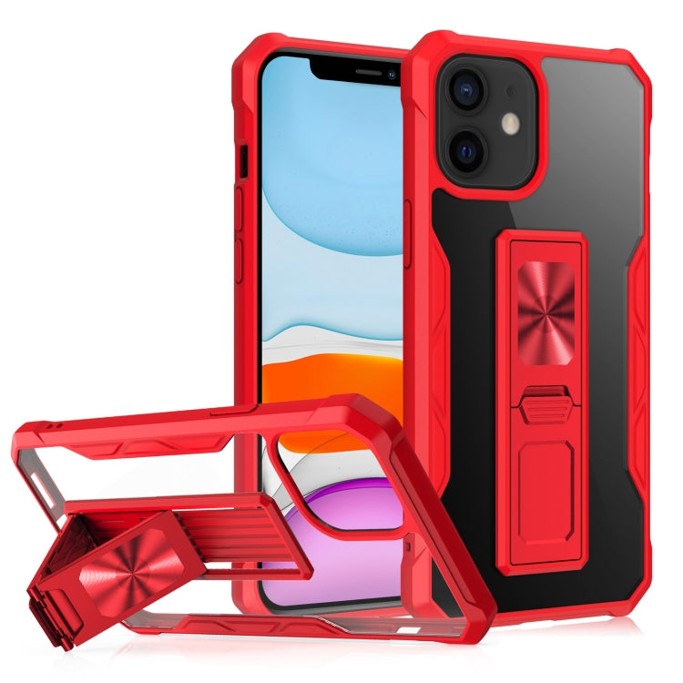 For iPhone 11 Clear Acrylic + Shockproof TPU Magnetic Protective Case with Invisible Holder