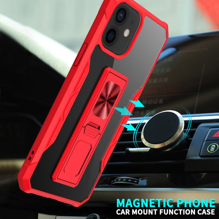 For iPhone 11 Clear Acrylic + Shockproof TPU Magnetic Protective Case with Invisible Holder