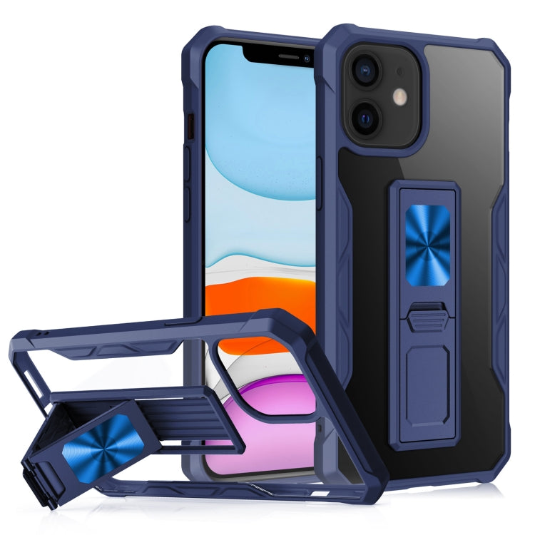 For iPhone 11 Clear Acrylic + Shockproof TPU Magnetic Protective Case with Invisible Holder