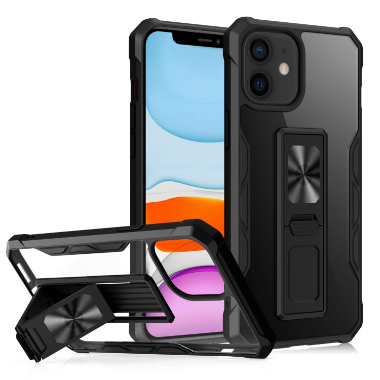For iPhone 11 Clear Acrylic + Shockproof TPU Magnetic Protective Case with Invisible Holder