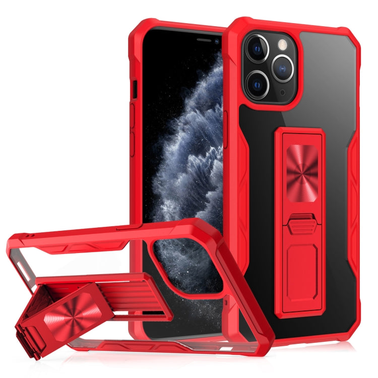 For iPhone 11 Pro Clear Acrylic + Shockproof TPU Magnetic Protective Case with Invisible Holder