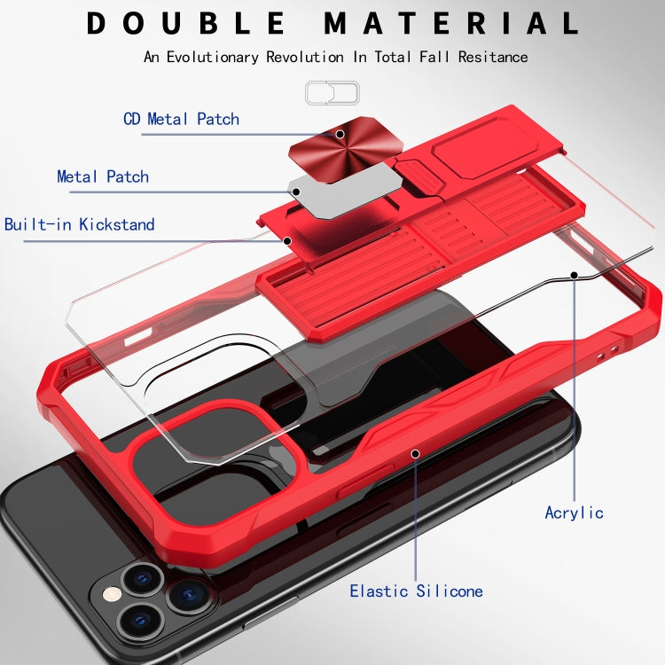 For iPhone 11 Pro Max Clear Acrylic + Shockproof TPU Magnetic Protective Case with Invisible Holder