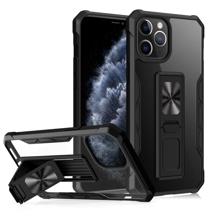 For iPhone 11 Pro Max Clear Acrylic + Shockproof TPU Magnetic Protective Case with Invisible Holder