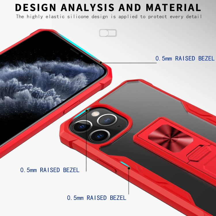 For iPhone 11 Pro Max Clear Acrylic + Shockproof TPU Magnetic Protective Case with Invisible Holder