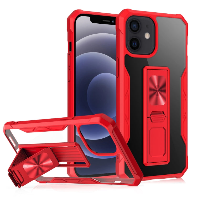 For iPhone 12 / 12 Pro Clear Acrylic + Shockproof TPU Magnetic Protective Case with Invisible Holder