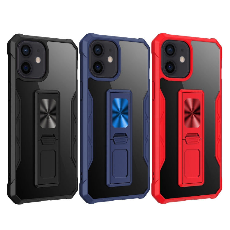 For iPhone 12 / 12 Pro Clear Acrylic + Shockproof TPU Magnetic Protective Case with Invisible Holder