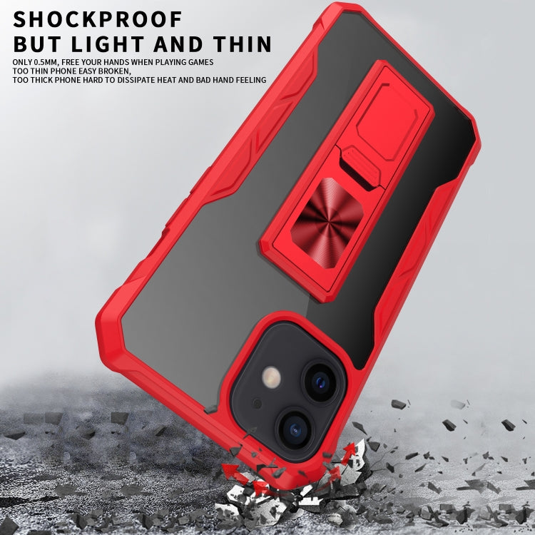 For iPhone 12 / 12 Pro Clear Acrylic + Shockproof TPU Magnetic Protective Case with Invisible Holder