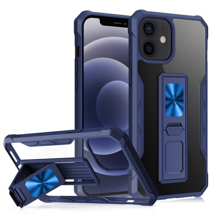 For iPhone 12 / 12 Pro Clear Acrylic + Shockproof TPU Magnetic Protective Case with Invisible Holder