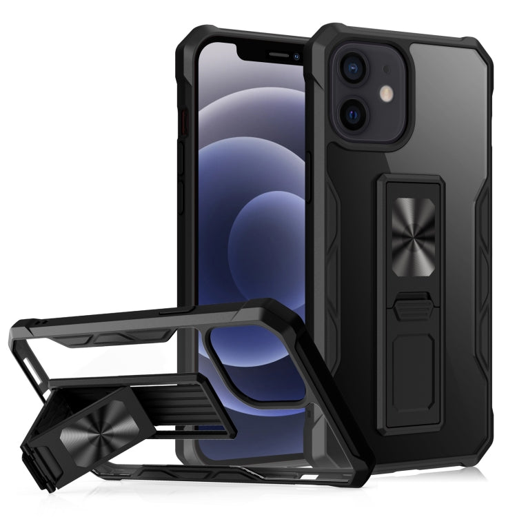 For iPhone 12 / 12 Pro Clear Acrylic + Shockproof TPU Magnetic Protective Case with Invisible Holder