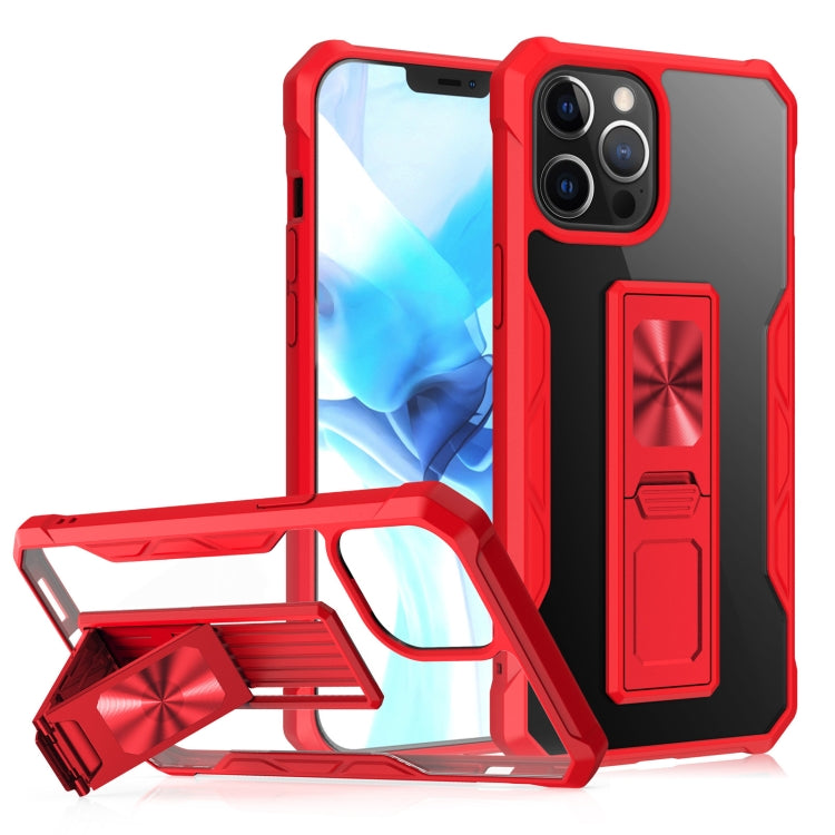 For iPhone 12 Pro Max Clear Acrylic + Shockproof TPU Magnetic Protective Case with Invisible Holder