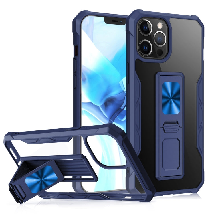 For iPhone 12 Pro Max Clear Acrylic + Shockproof TPU Magnetic Protective Case with Invisible Holder